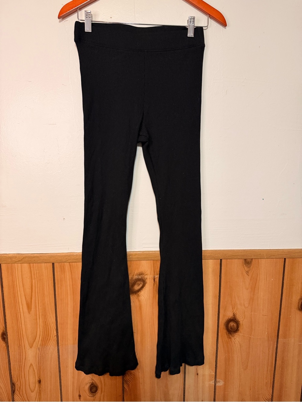 Victoria's Secret Black Ribbed Flared Kids Leggings